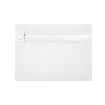 Restaurantware-High Level 8 x 2.4 x 6 Inch Food Storage Bags, 10 Child Lock Exit Bags - Airtight Packaging, Durable, White Plastic Stand Up Pouches, For Gummies, Cookies, Brownies, or Herbs