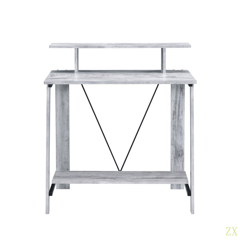 Writing Desk With Upper Shelf, Gray