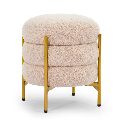 Round Storage Ottoman Multiuse Vanity Stool With Metal Legs by Mercer41