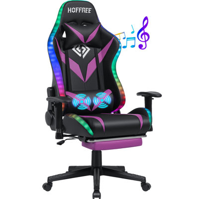 Hoffree Rocking Gaming Chair with Speakers Ergonomic Gamer Chair with Massage for Office and Gaming by Hoffree