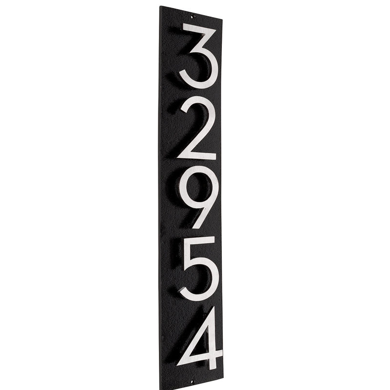 Plaque d'adresse verticale flottante 4 po (5 chiffres), Noir, Nickel satiné deux tons, Oui