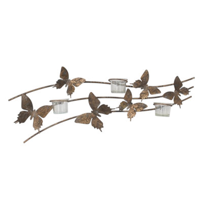 Metal Butterfly Wall Candle Holder | Antique Distressed Decorative Wall Mounted Candle Holder Home Accent