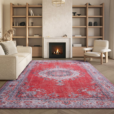 Joonwon Oriental Red/Blue/Grey Area Rug