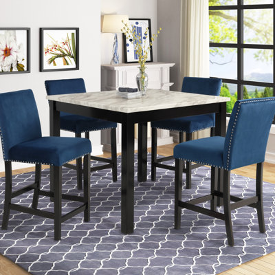 Ensemble de table de comptoir 5 pièces avec siège en velours 42 pouces Annuziata