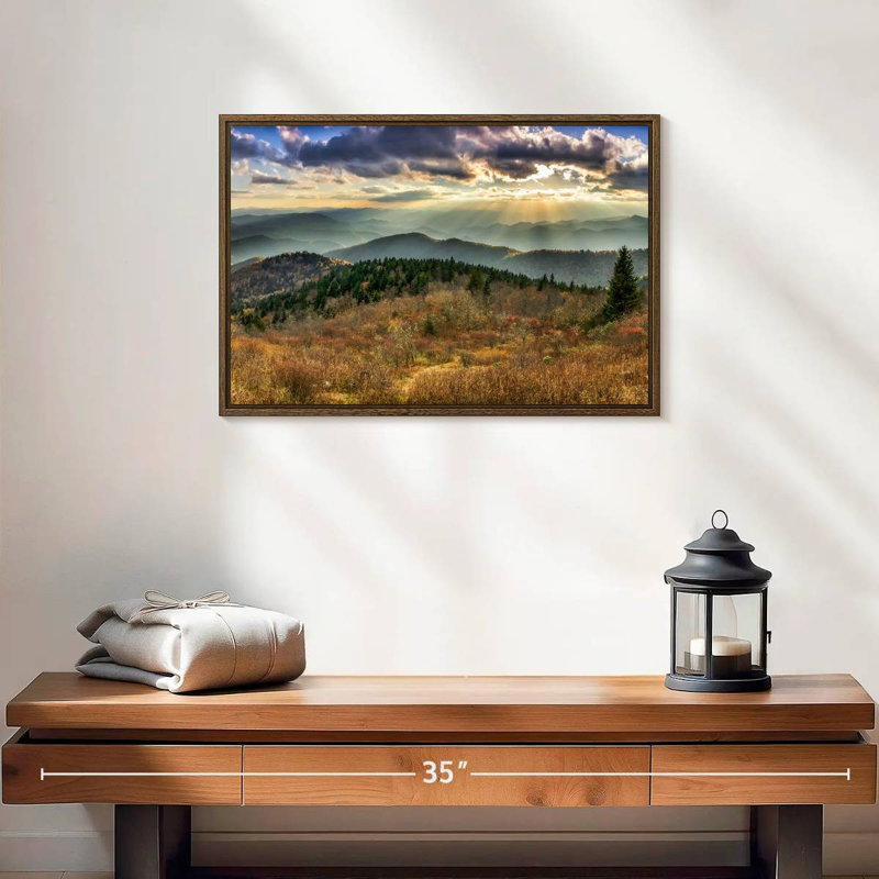 Parc national des Great Smoky Mountains, 19 po x 13 po, Cadre flottant en noyer