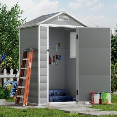 4.4 x 3.4FT Garden Plastic Storage Shed with Lockable Hinged Door