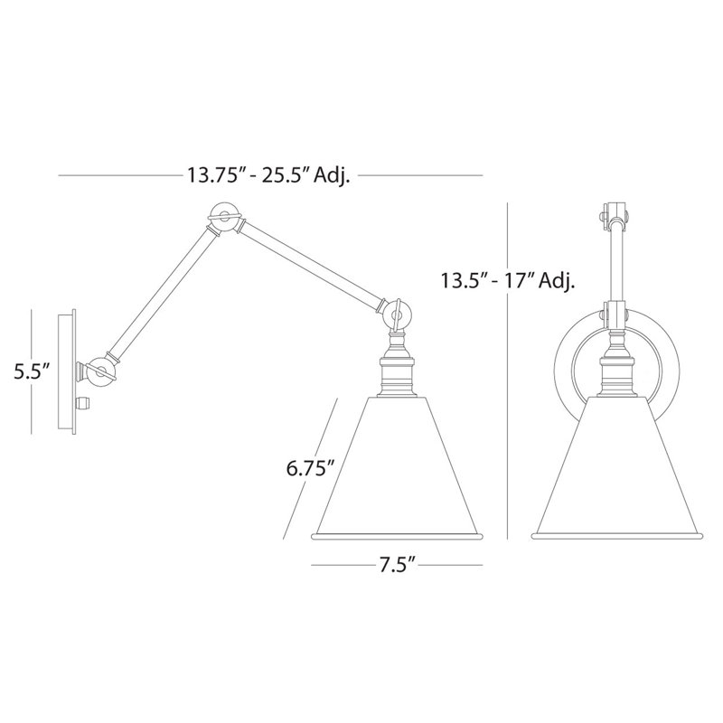 Alloy 1 - Light Swing Arm, Brass