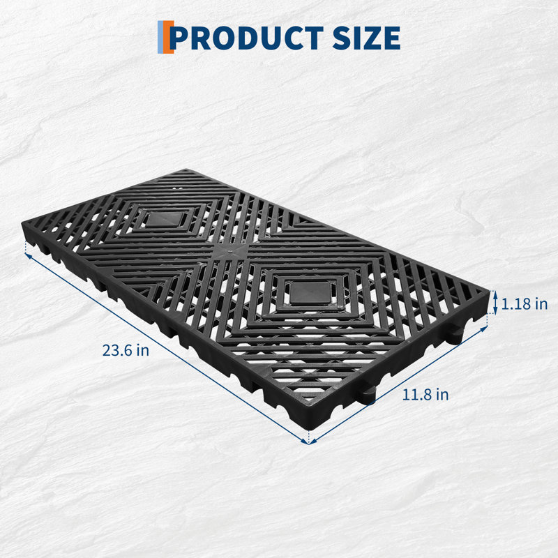 Palettes en plastique robustes - 12 pièces, coussins de rangement imperméables et légers, racks et empilables, 12, Noir