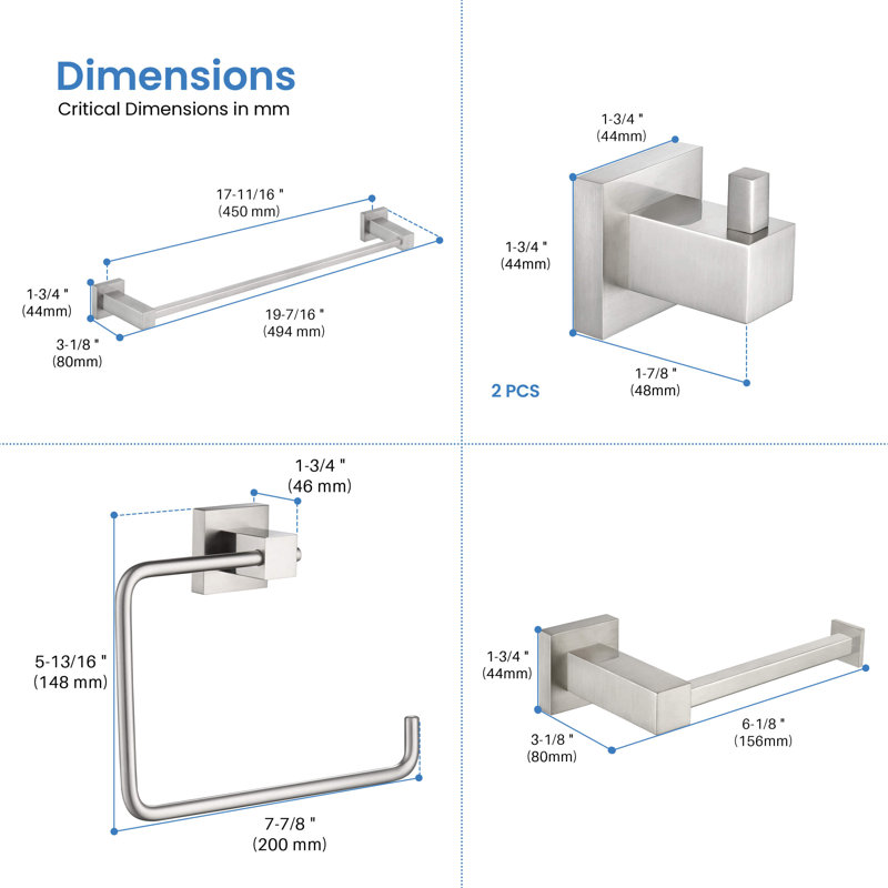 Cube 5 - Piece Bathroom Hardware Set, Brushed Nickel