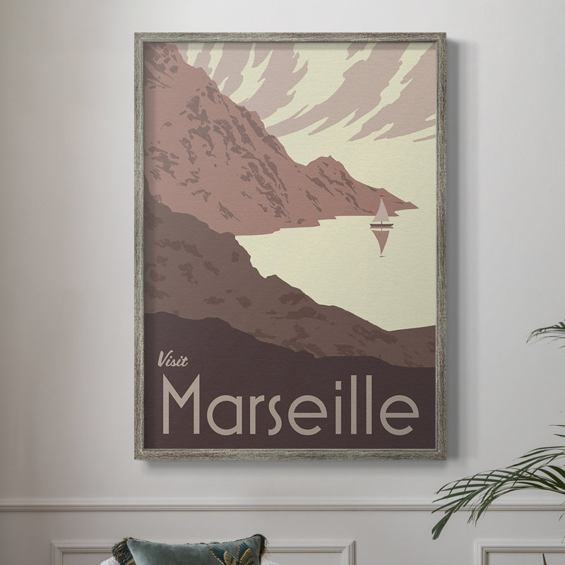 Côte française I, reproduction encadrée - bois massif, H 30 po x l 24 po