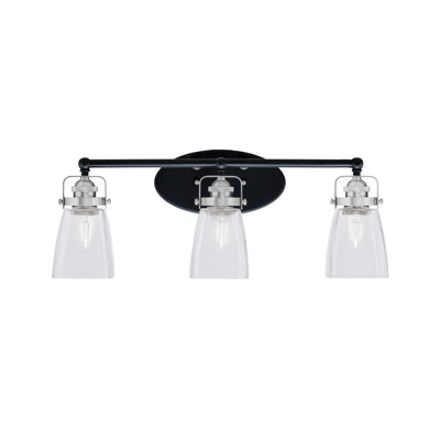 Easton 3 Light Bath Bar With 4.5" Square Clear Bubble Glass