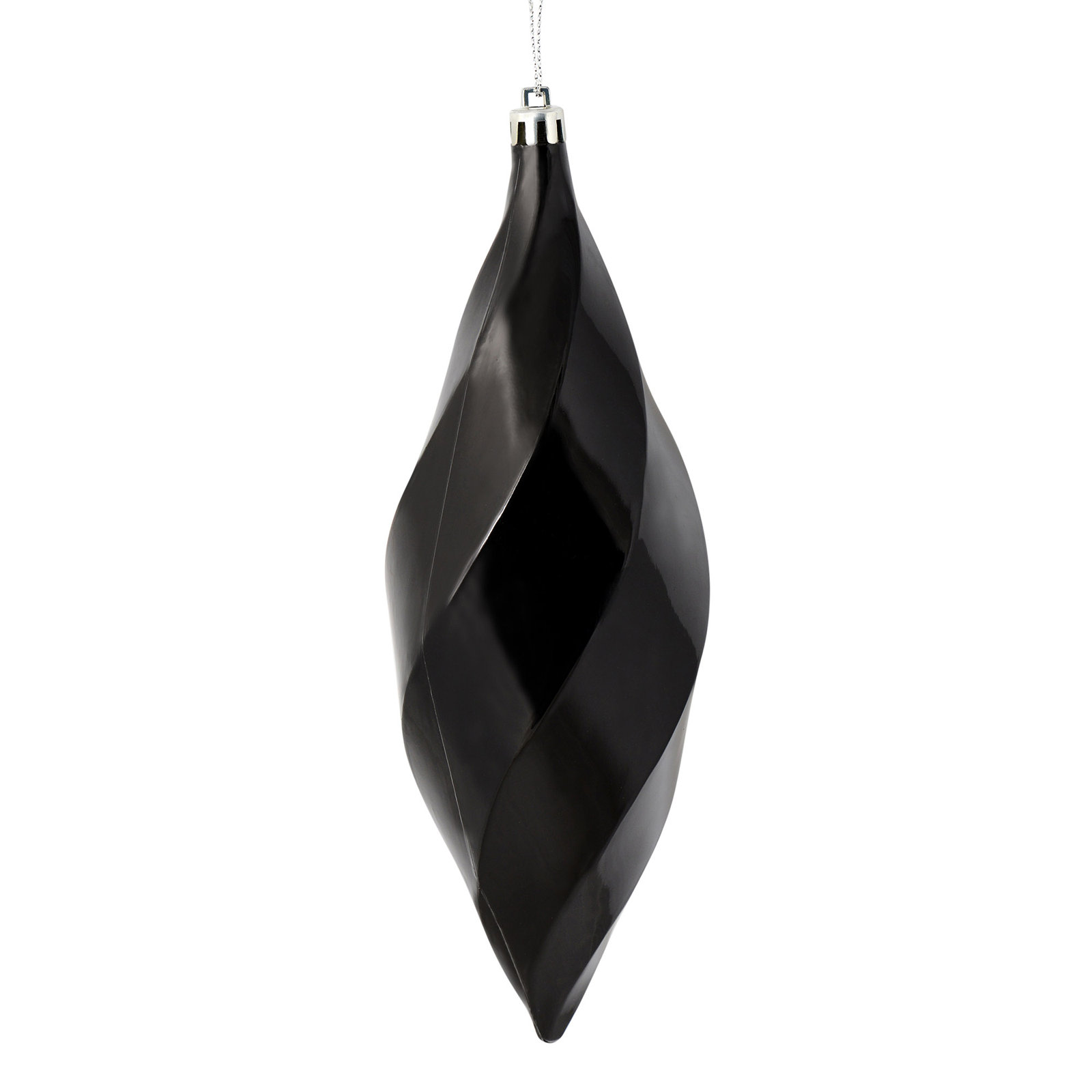 8" Swirl Finial Ornament, Black Shiny
