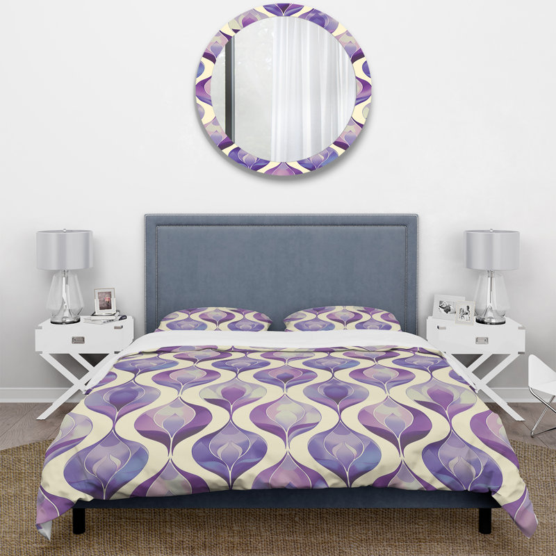 Ensemble de housse de couette mauve beige Mid-Century Ogee - Mid-Century, Housse de couette pour grand lit + 2 taies décora