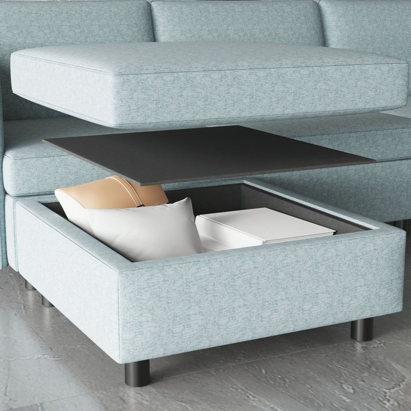 Siège sans accoudoirs pour canapé modulaire modulaire, Bleu antique