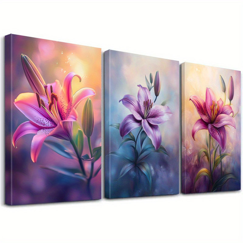 Impression sur toile irisée 3 pièces pour un décor romantique, 30 * 20 pouces 3 pièces