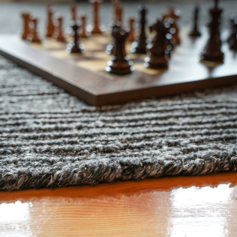 Jarven Wool Hand Woven Area Rug, Anthracite, Rectangular 200 x 290cm