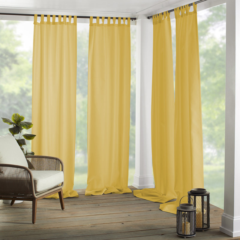 Jarret Solid Room Darkening Indoor/Outdoor Tab Top Single Curtain Panel, 52"W x 108"L, Yellow