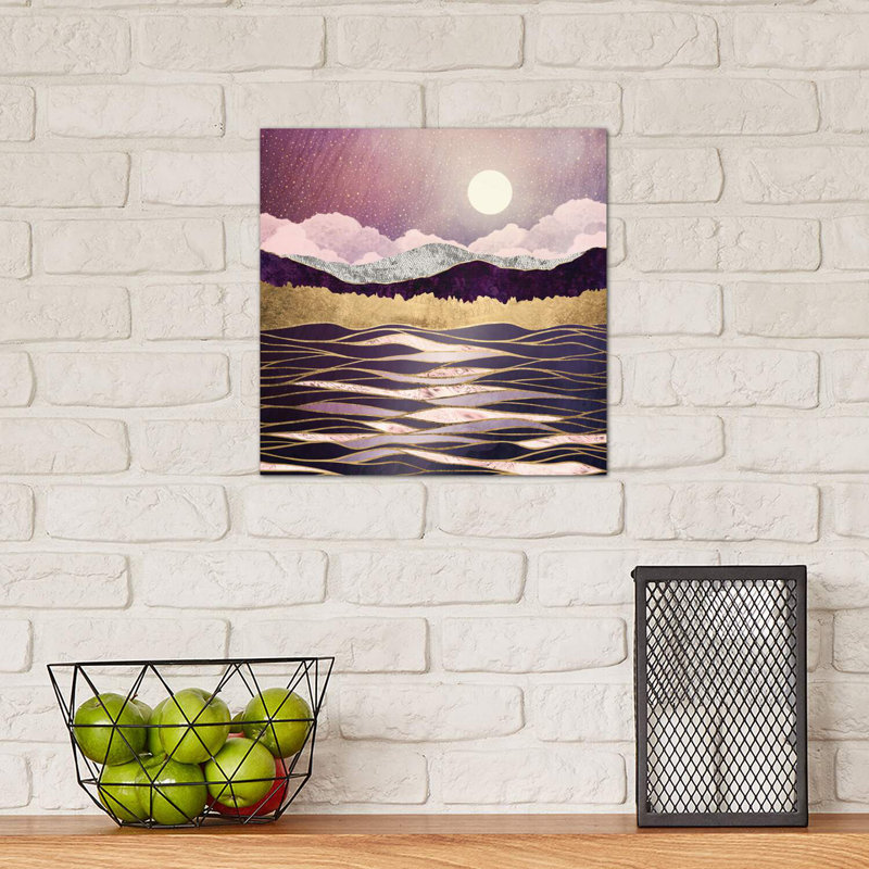 Ondes lunaires - impression, Toile tendue, H 12 po x l 12 po x P 0,75 po