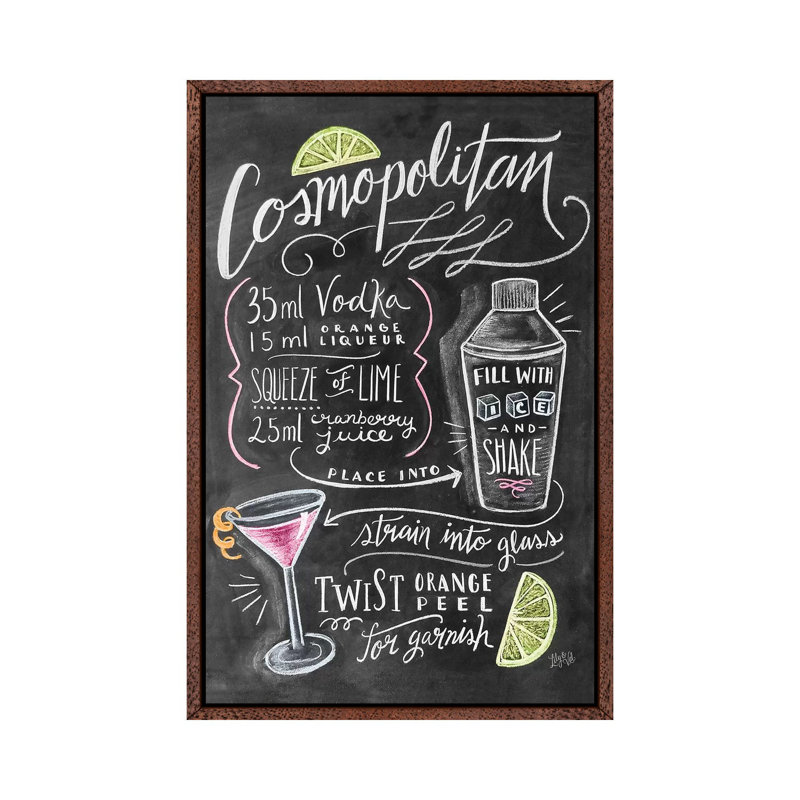 Cosmo Recipe - Print on Canvas, Classic Brown Wood Framed, 66.04 cm H x 45.72 cm W