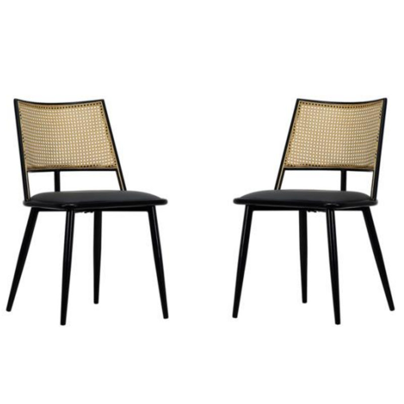 47cm H Polyester Blend Upholstered Metal Side Chair, Black, Black