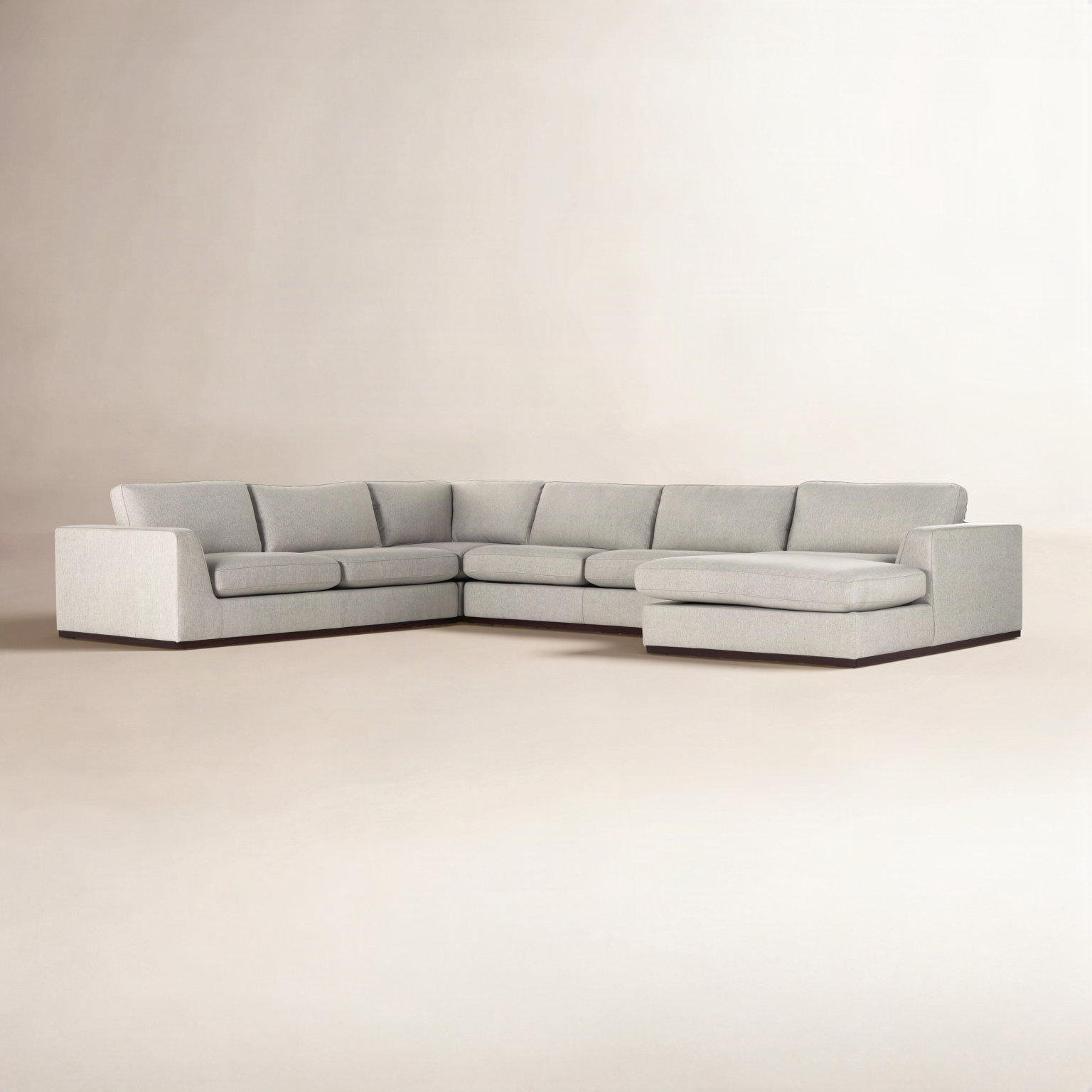 Wexford Upholstered U-Sectional, Aldred Silver Polyester Blend, Right Hand Facing