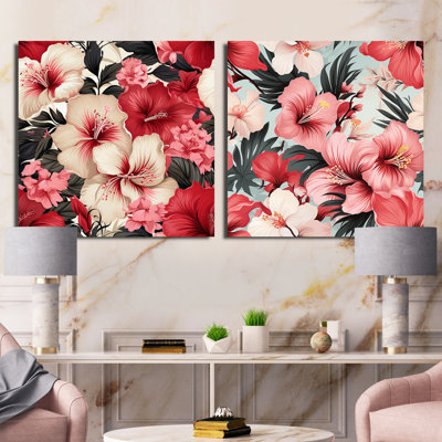 Tyringham - Ensemble de 2 collages carrés floraux