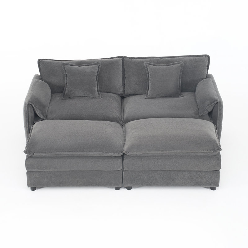 Spacieux modulaires gris nuage, confort chenille, style de salon moderne