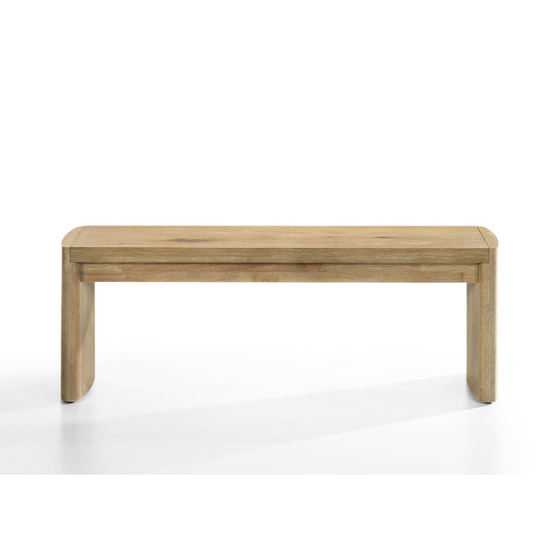 Rounded Edges 50.5" Wide Bench That Can Seat 2 In Dining Room, Made Of Rubberwood, And Oak Veneer, Natural Wood Look, 15.82 Inches Deep, 18.31 Tall Seating At Area, Color, Depth, Height