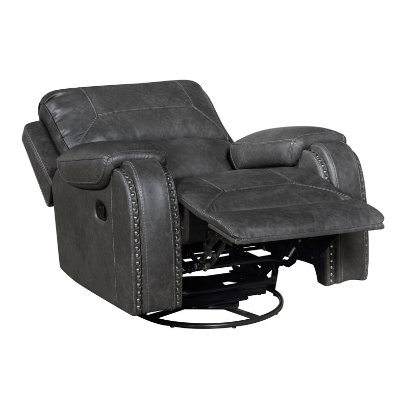 Canapé inclinable gris 3 pièces ensemble canapé rembourré Causeuse ports USB Console de rangement en similicuir