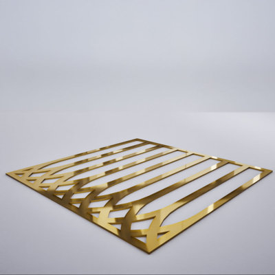 Cedar Park Decorative Fretwork Acrylic Wall Panels, Medium, 15 3/8"W x 15 3/8"H x 1/8"T, Gold Mirror