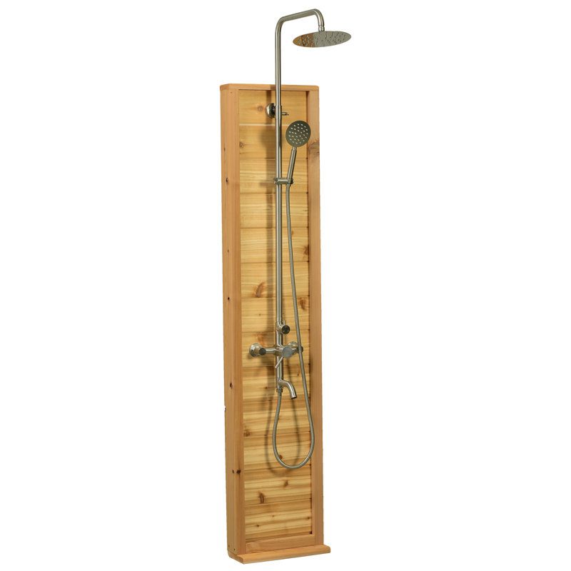 Cedar and Stainless Steel Tower Outdoor Shower