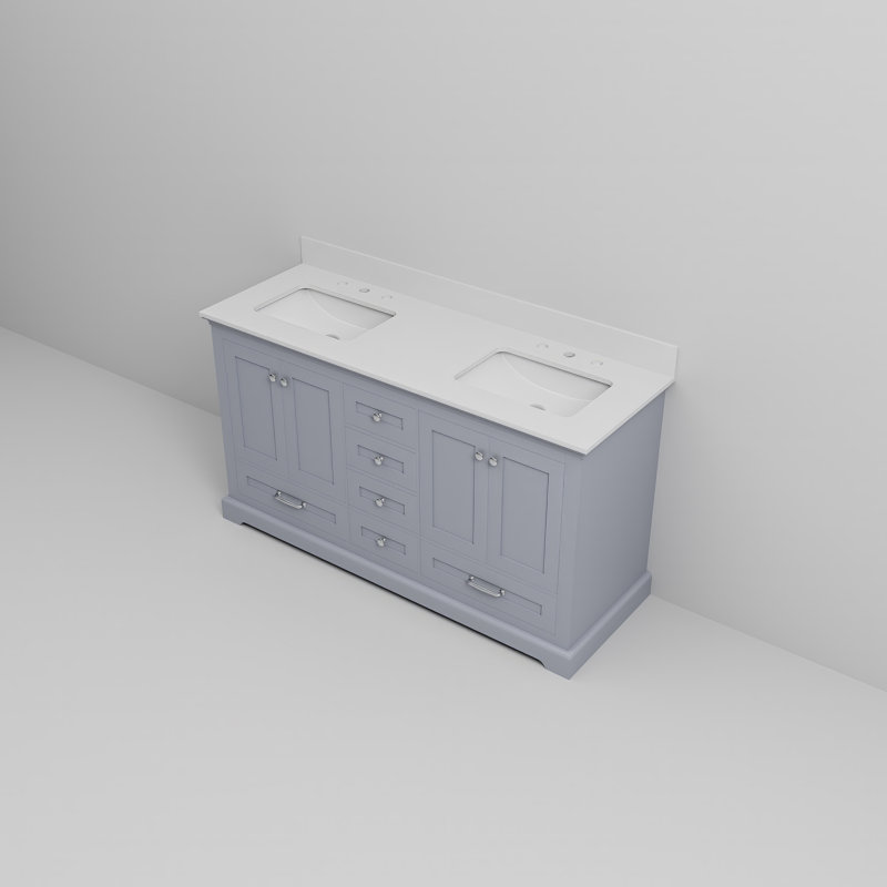 Dukes 60 in. W x 22 in. D Double Bath Vanity, Dark Gray, White Cultured Marble