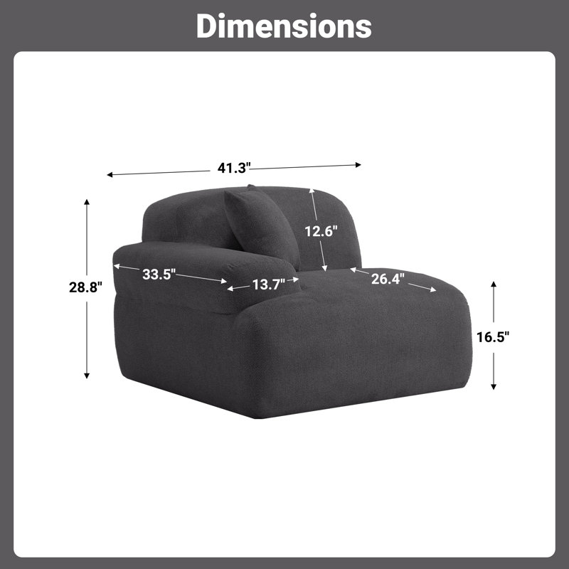 Ensemble de canapé modulaire rembourré 6 pièces, Grey