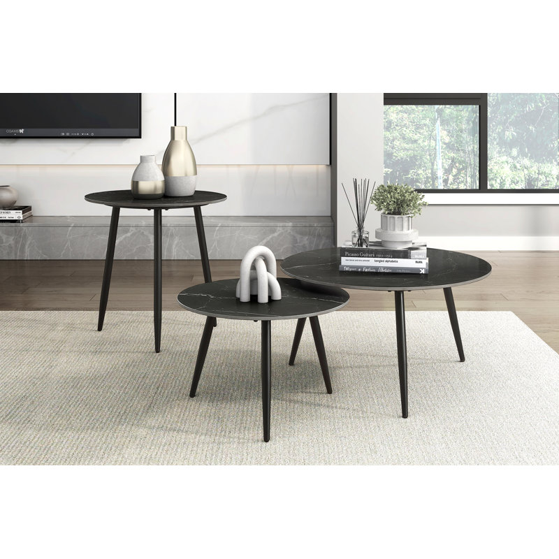 Ensemble de 3 tables gigognes et tables d'appoint Nesting, Noir