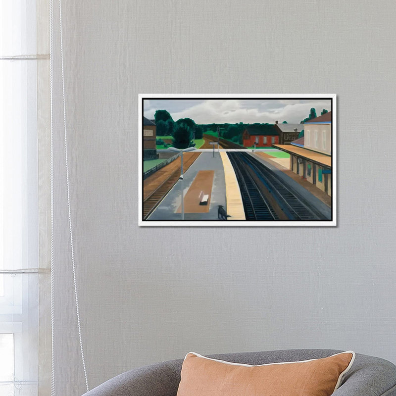 Train Station In Normandy by Nick Savides - Print on Canvas, 66.04 cm H x 45.72 cm W, White Framed
