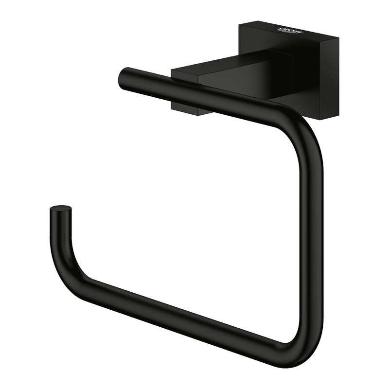 Essentials Cube Wall Mount Toilet Paper Holder, Matte Black