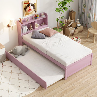 Twin Bed With Trundle,Bookcase
