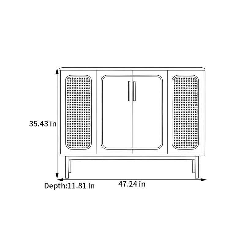 Buffet de rangement de style rétro, Crème, crème, H 35,43 po x l 47,24 po x P 11,81 po