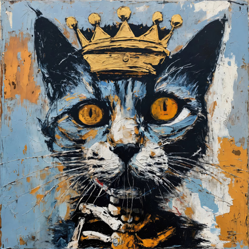 «Cat 25-Homage-Basquiat», estampe numérique sur toile tendue avec châssis, H 24 po x l 24 po