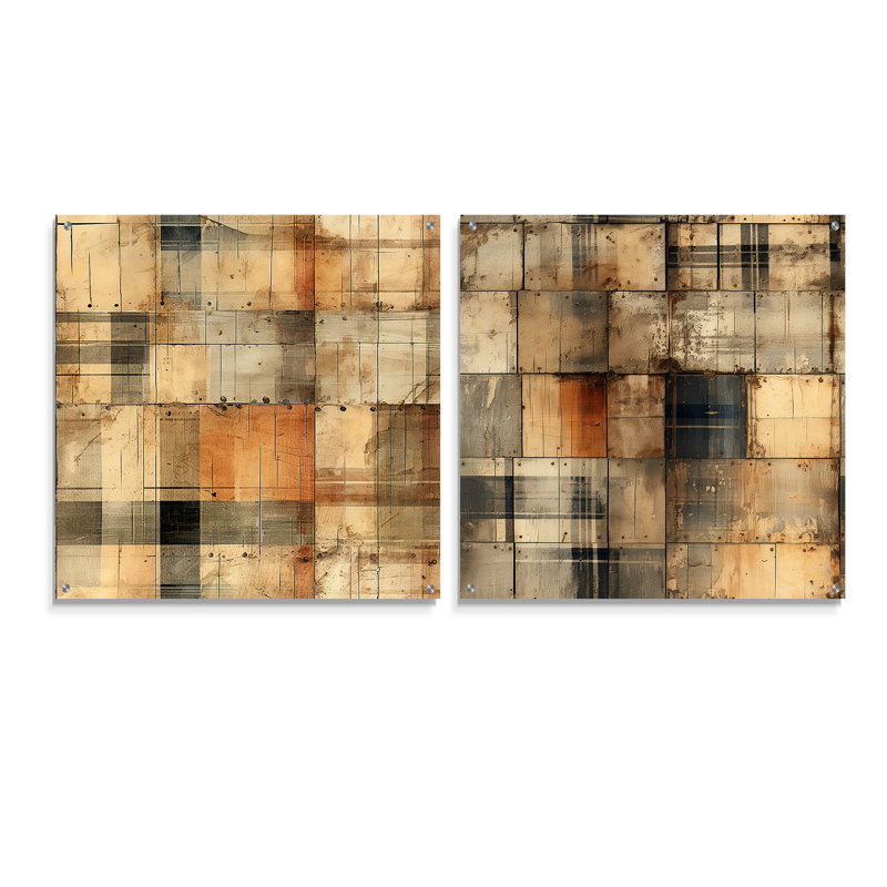 Erika - Ensemble de 2 peintures murales abstraites en acrylique, H 36 po x l 73 po