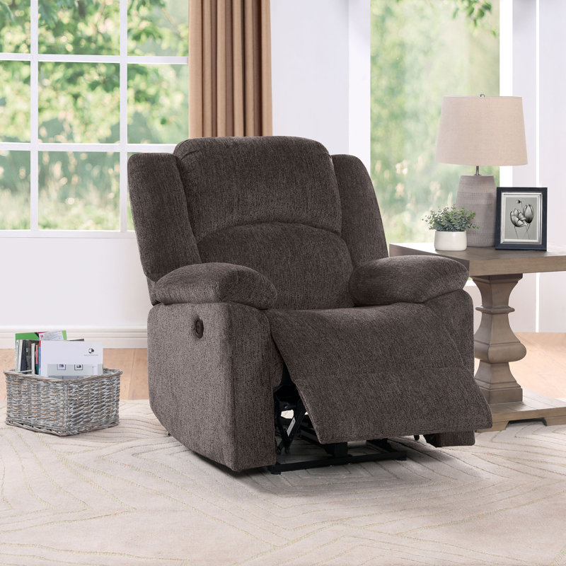 Fauteuil inclinable électrique en chenille de 39,5 po de largeur avec USB et ensemble de soins Araujo, Chenille brun