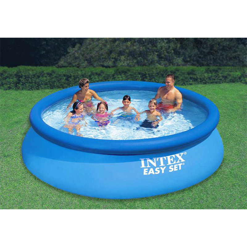 Plastic Round Inflatable Pool 30'' H x 144'' W x 144'' L , with Pump Included