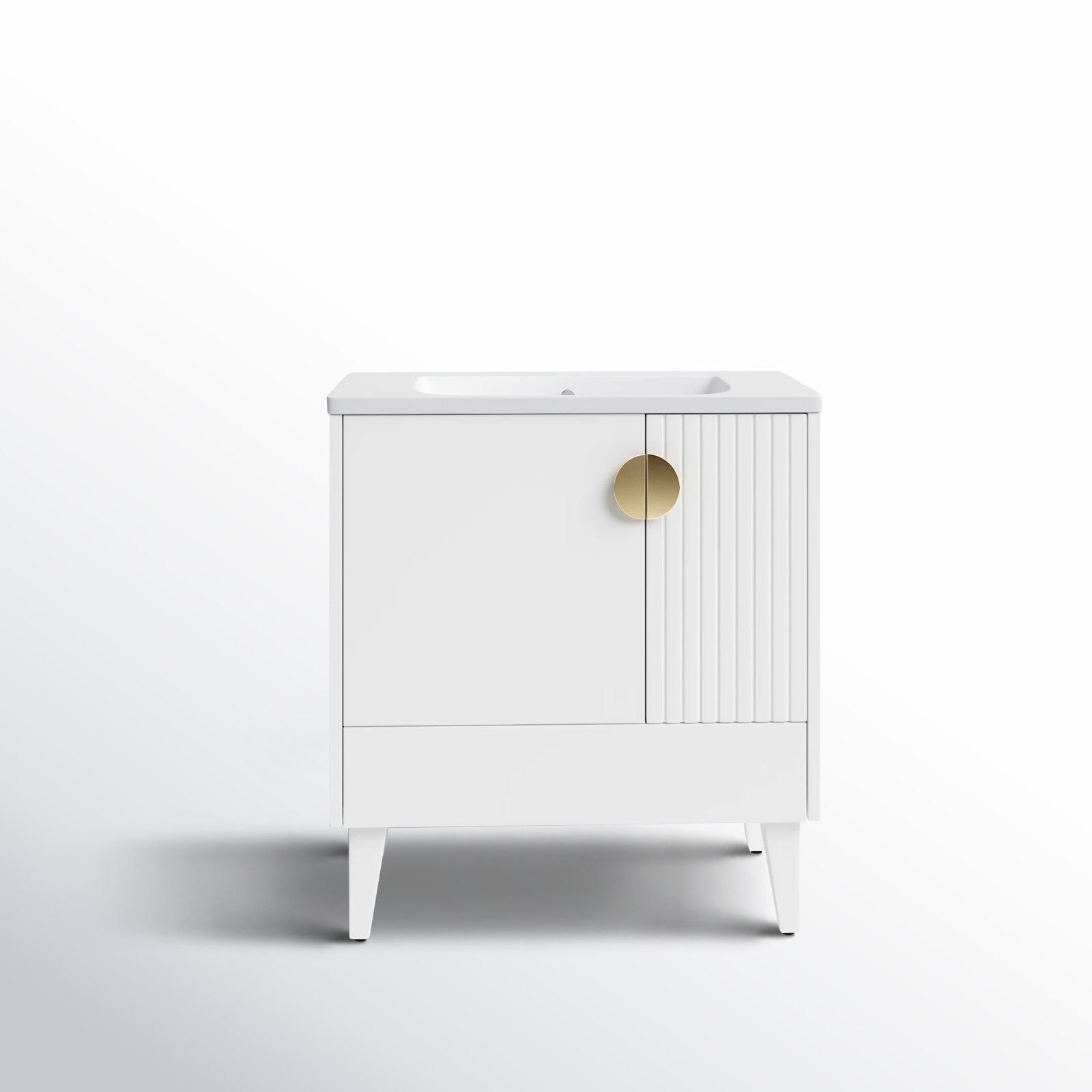 Saimah 30'' Single Bathroom Vanity, White Matte, Satin Brass