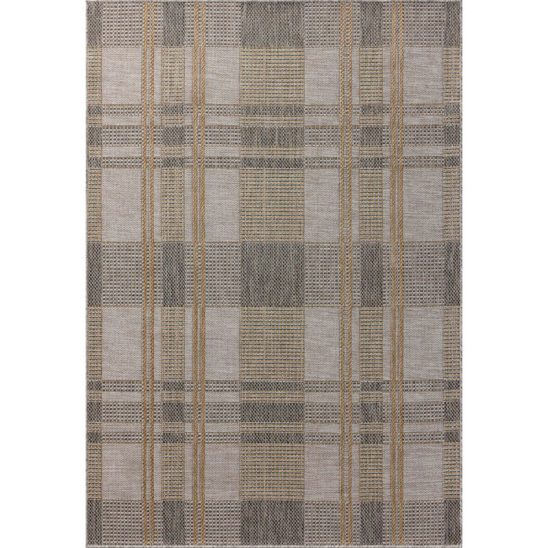 Gracie Oaks Altia Bone / Gold Indoor / Outdoor Area Rug, Square 1'6"
