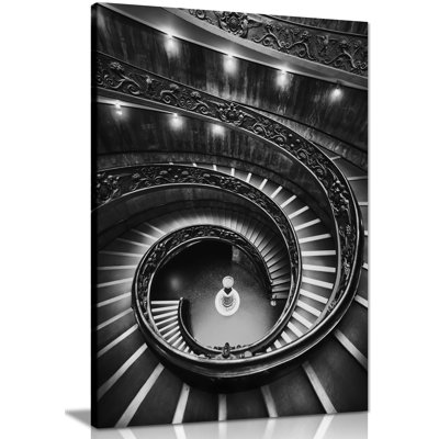 Architectural Lighted Staircase - Wrapped Canvas Print
