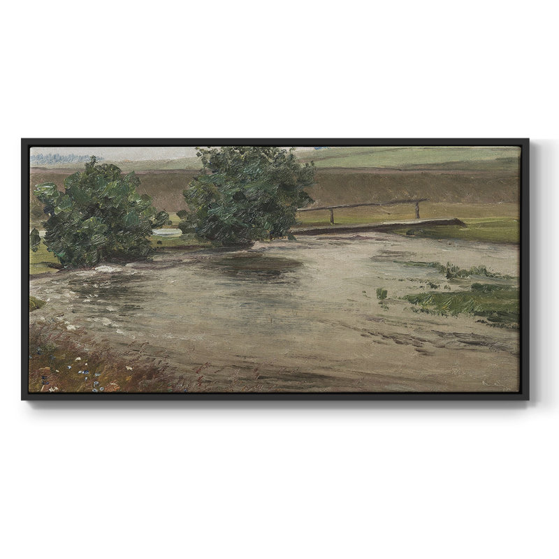 Série paysage-DLxxxiv- Toile tendue avec châssis tendue - Prêt à accrocher, H 25 po x l 49 po, Noir