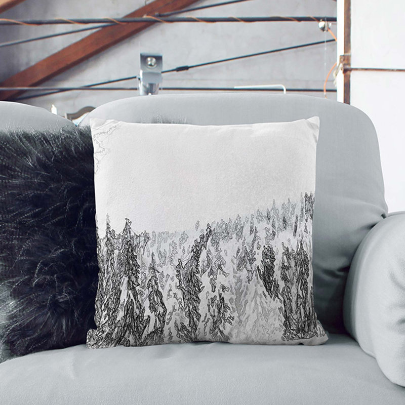 Winter Trees Cushion with Filling, 55cm H x 55cm W x 20cm D