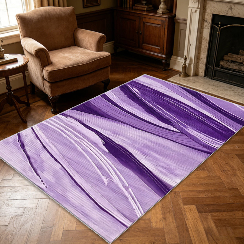 Abstract Brushstroke Purple carpet-easy to clean, machine-washable, soft and comfortable; suitable for door mats, kitchens, living rooms, bedrooms, corridors, and laundry areas. Easy to clean, durable carpet for home decoration.