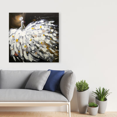 Paon abstrait - Plumes contemporaines, décoration sur toile