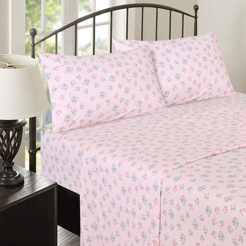100% Cotton Sheets Sets Soft Crispy Percale Cooling Sheets 16 Inch Deep Pocket Bed Sheets, Spring On